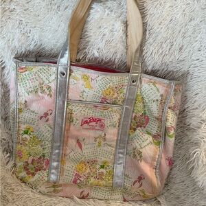 Vintage Lilly Pulitzer “Originals” zodiac calendar Floral  Pink and Silver Tote